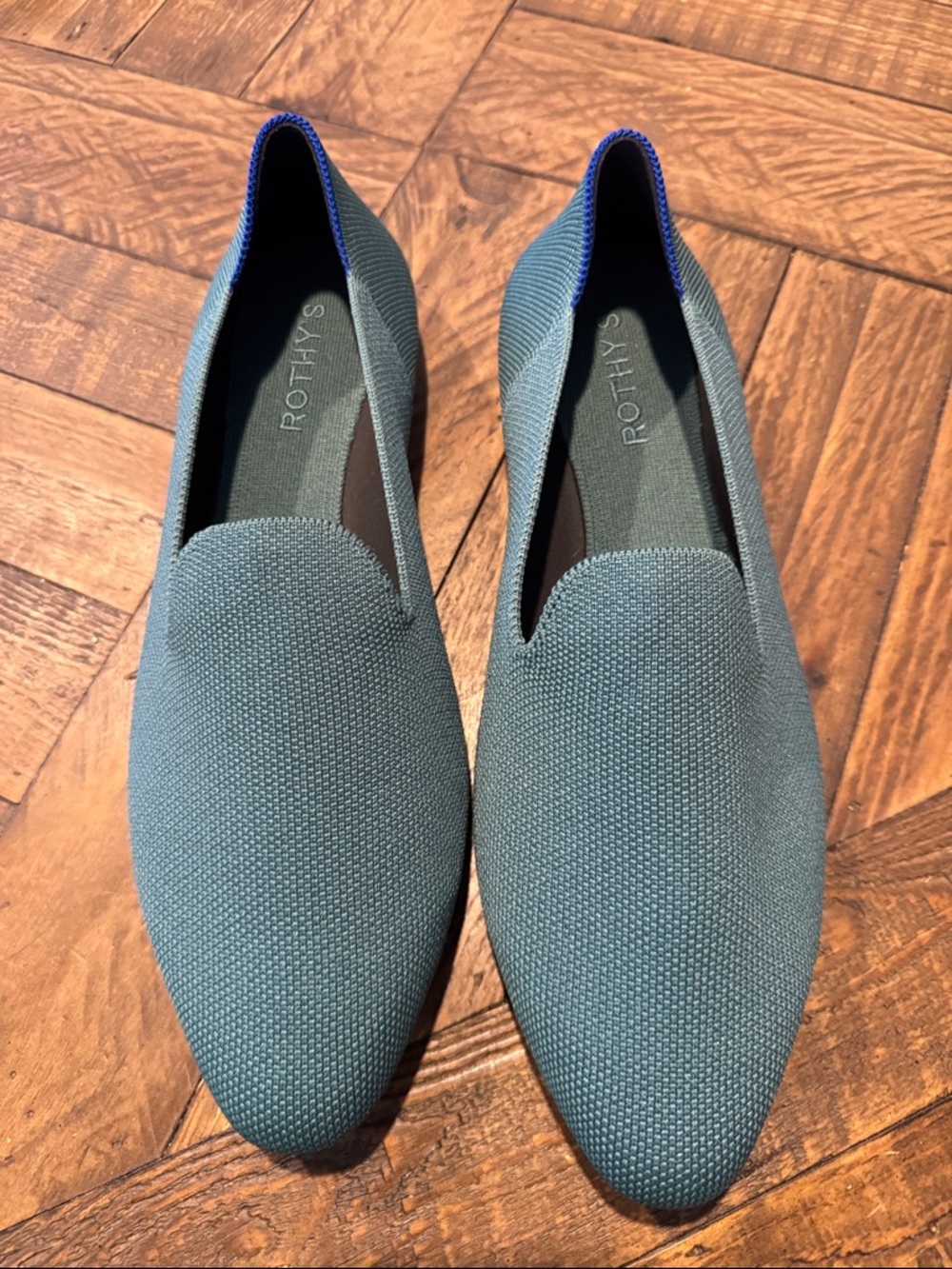 Rothy's Women’s Slip-On Loafers in Teal with Blue Trim